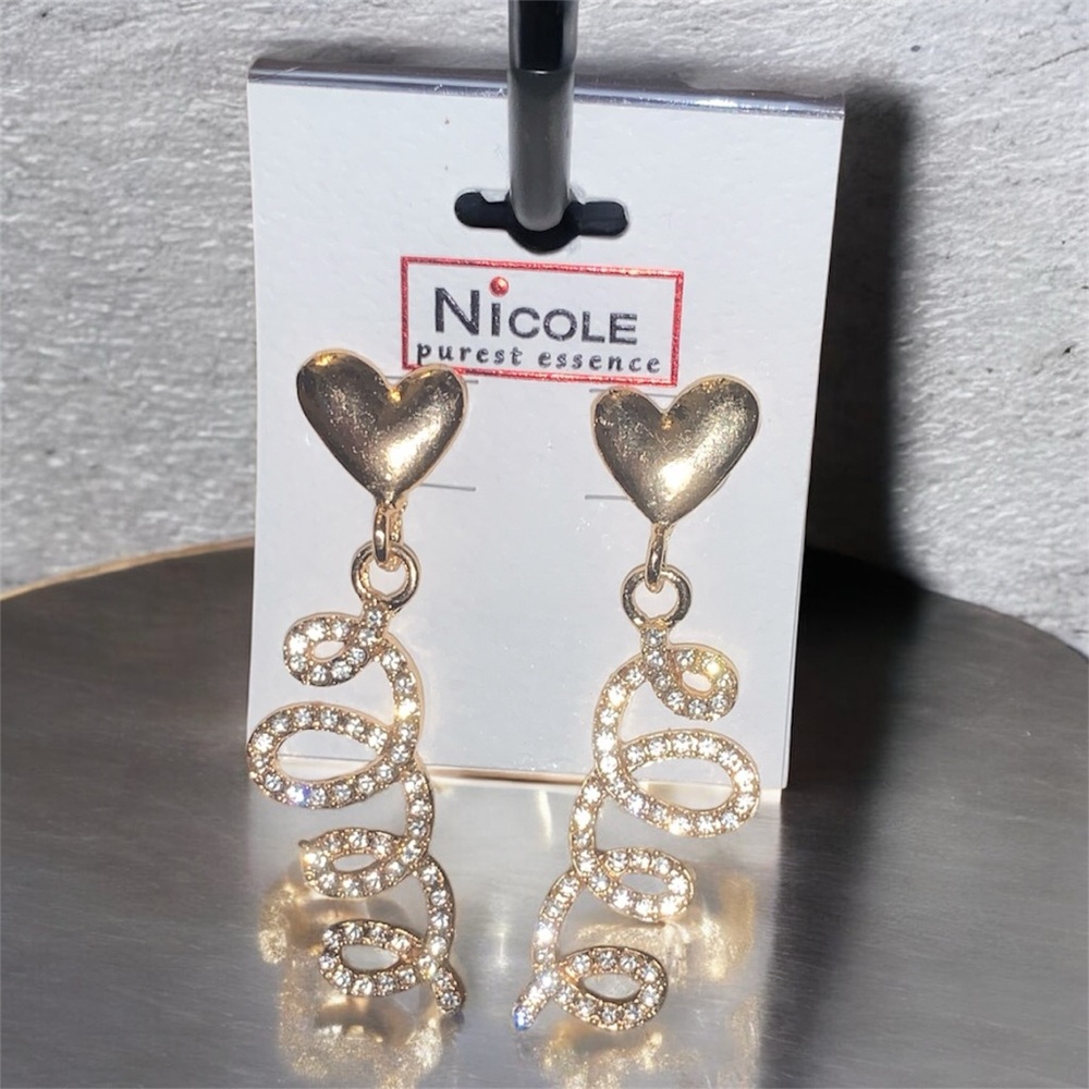 Nicole Gold Heart Swirl Earrings